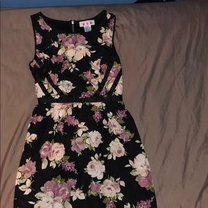 Three Pink Hearts Floral Mini Dress